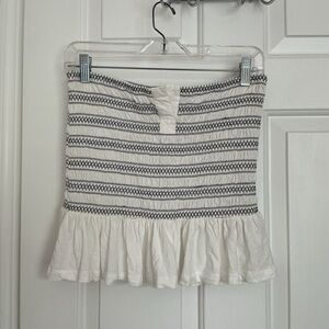 Maeve Black and White Ruffled Halter Top